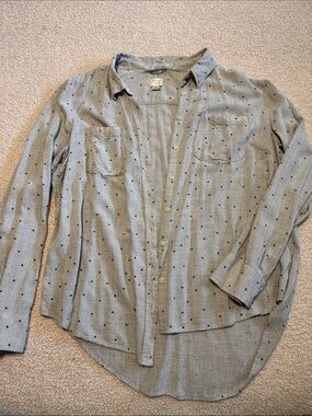 Light Gray Star-Print Button-Up Shirt a new day XXL long sleeved